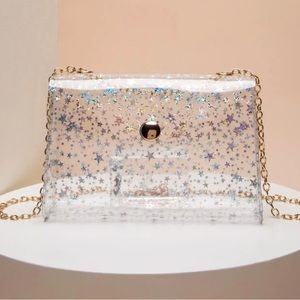Clear stadium bag with star print